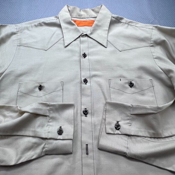 Setlo Wear Shirt Mens Large (16-16.5) Beige Tan USA Union Made Rancher Workwear - Picture 4 of 10